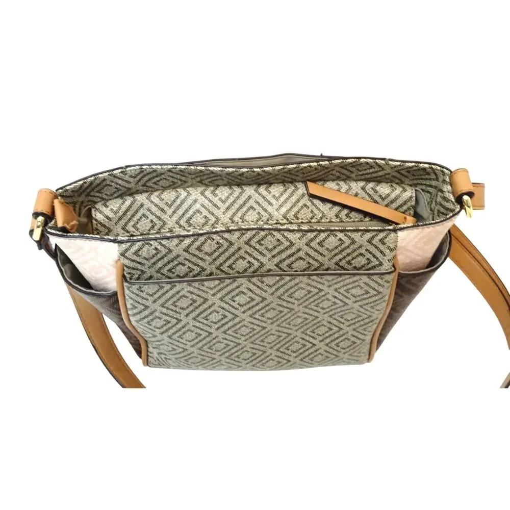 Liz Claiborne Brown & Beige Geometric Crossbody Bag
